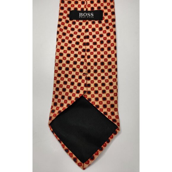 57" 100% Silk Orange Hugo Boss Tie Made In Italy - Picture 5 of 6